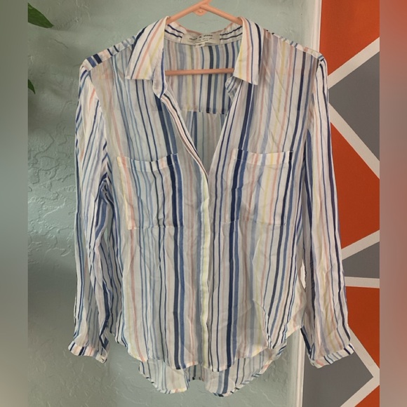 Anthropologie Cloth & Stone Striped Shirt Button Front Long Sleeve Size Small - Picture 1 of 4